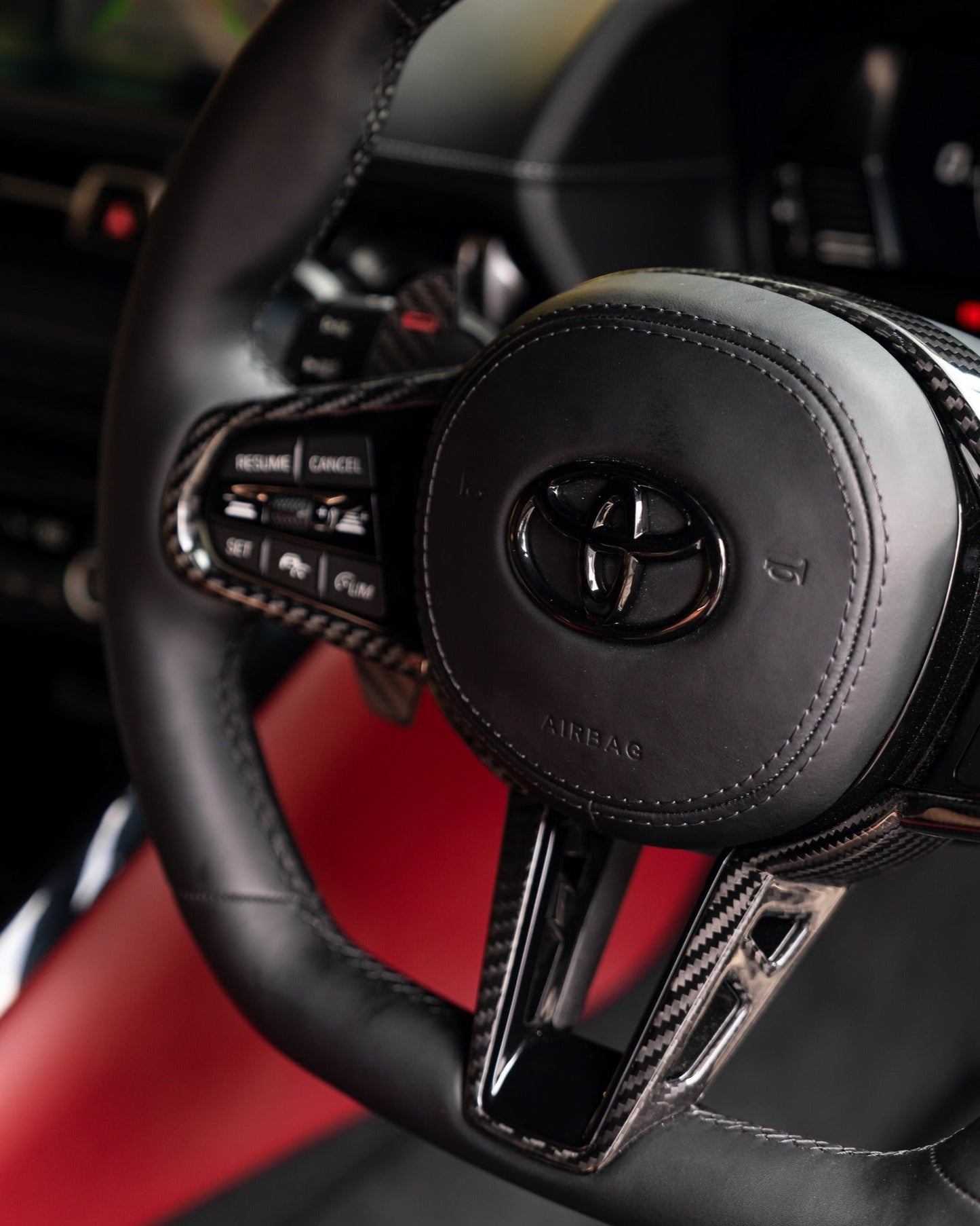 2020+ Toyota Supra A90/A91 Custom Carbon Fiber Steering Wheel.