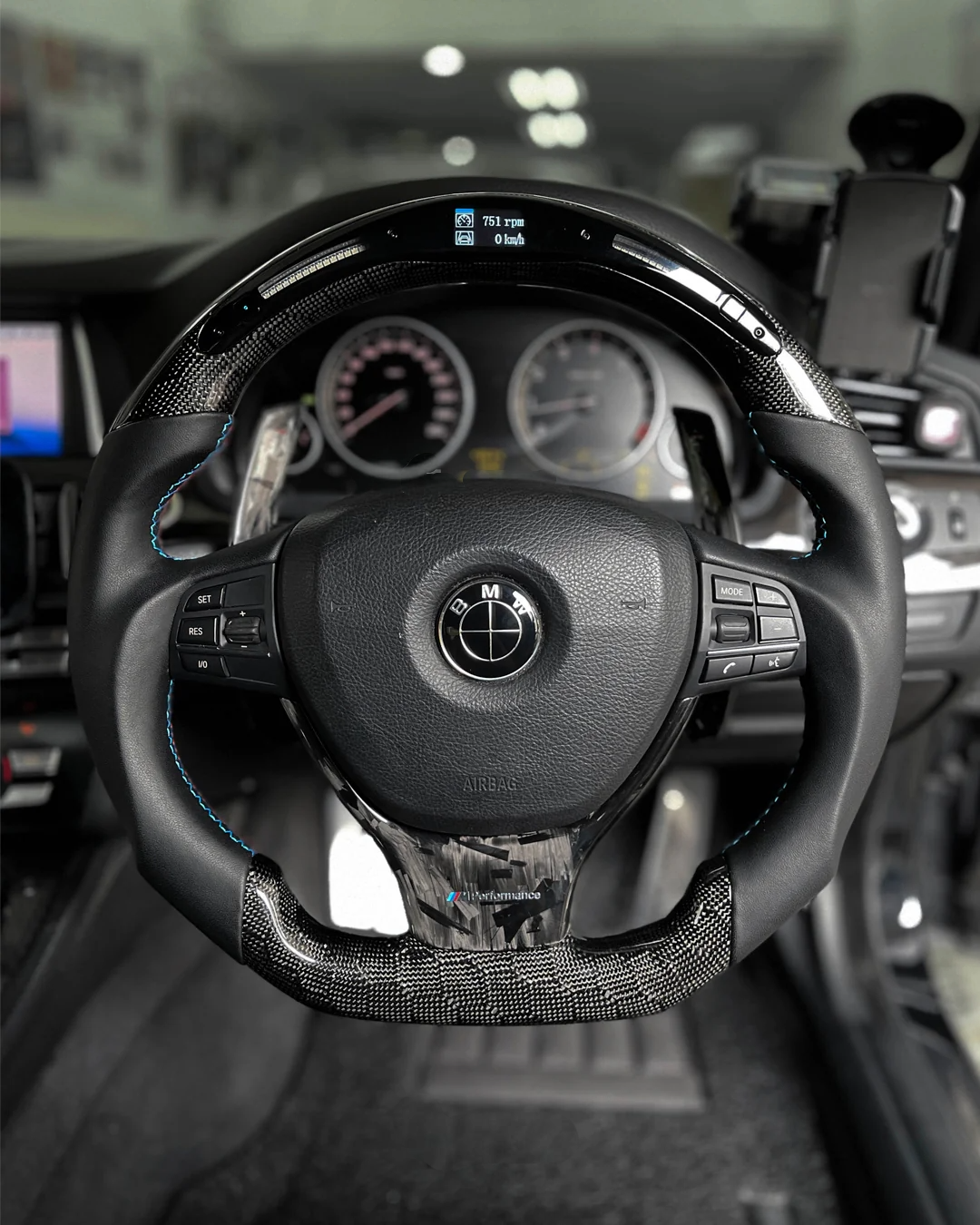 BMW 2005+ E82 E84 E87 E88 E90 E92 E93 Customizable Carbon Fiber Steering Wheel.