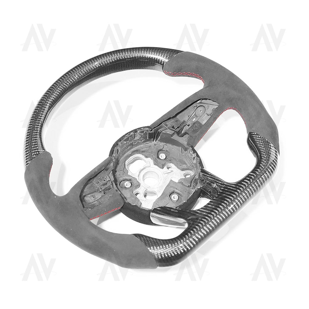 AUDI B9/8Y CARBON FIBRE / ALCANTARA FLAT BOTTOM CUSTOM STEERING WHEEL