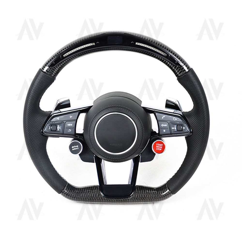 AUDI R8/TT CARBON FIBRE / LEATHER LED CUSTOM FLAT BOTTOM STEERING WHEEL