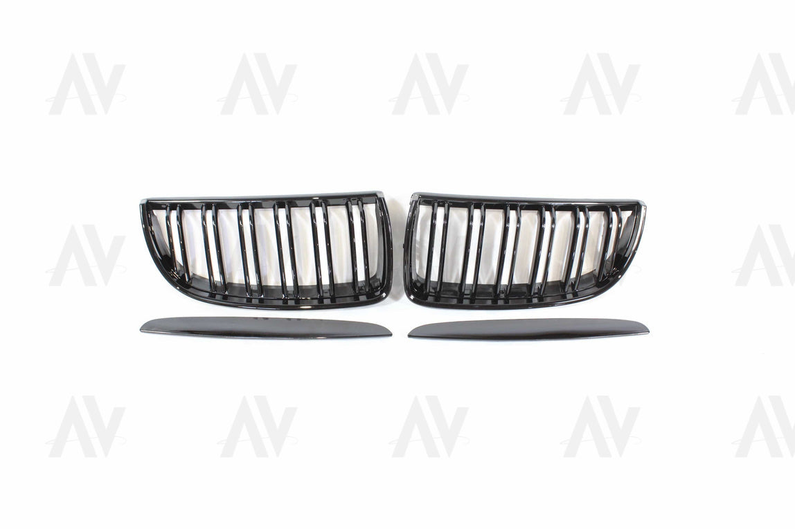 BMW E90 3 SERIES PRE-LCI DOUBLE SLAT BLACK GRILLES - BLAK BY AC CARBON