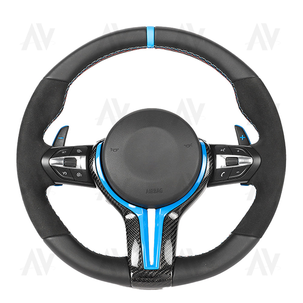 BMW FXX LEATHER / ALCANTARA / FLAT BOTTOM CUSTOM STEERING WHEEL