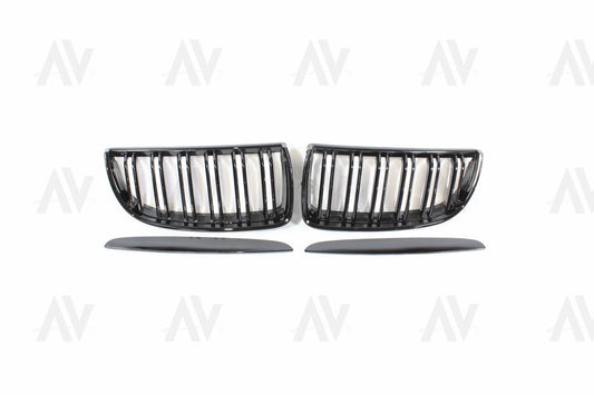BMW E90 3 SERIES PRE-LCI DOUBLE SLAT BLACK GRILLES - BLAK BY AC CARBON