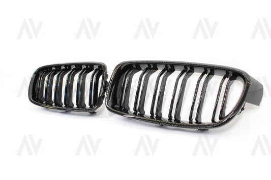 BMW F30/F31 3 SERIES BLACK DOUBLE SLAT GRILLES - BLAK BY AC CARBON